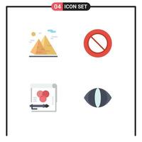 Flat Icon Pack of 4 Universal Symbols of mountain card moon cancel pen Editable Vector Design Elements