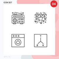 Pictogram Set of 4 Simple Filledline Flat Colors of frequency mac agriculture plant location Editable Vector Design Elements