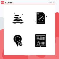 Set of 4 Commercial Solid Glyphs pack for hot location spa a settings Editable Vector Design Elements