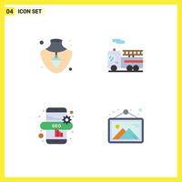 Group of 4 Flat Icons Signs and Symbols for nacklace image bike marketing frame Editable Vector Design Elements