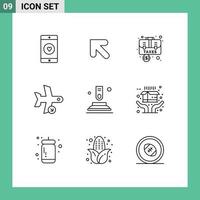 Outline Pack of 9 Universal Symbols of transportation plane accounting landing case Editable Vector Design Elements