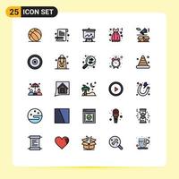 25 Universal Filled line Flat Colors Set for Web and Mobile Applications marketing gown analytics dress cloth Editable Vector Design Elements