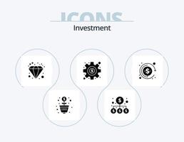 Investment Glyph Icon Pack 5 Icon Design. profit. currency. diamond. money. dollar vector