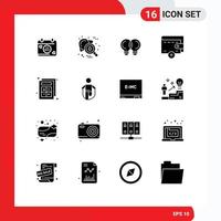 Universal Icon Symbols Group of 16 Modern Solid Glyphs of calculator add idea wallet money Editable Vector Design Elements