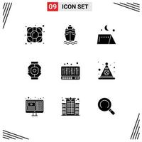 Stock Vector Icon Pack of 9 Line Signs and Symbols for sound mixer tent pod component Editable Vector Design Elements