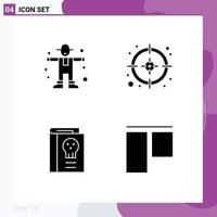 Modern Set of 4 Solid Glyphs and symbols such as character fantasy scarecrow target legend Editable Vector Design Elements