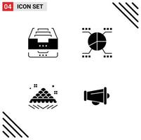 Universal Icon Symbols Group of 4 Modern Solid Glyphs of archive sweet document graphical fast Editable Vector Design Elements