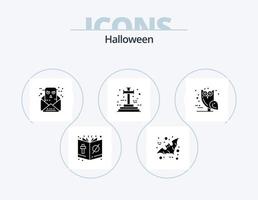 Halloween Glyph Icon Pack 5 Icon Design. bird. graveyard. scary. grave. email vector