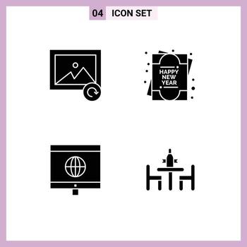 pictograma conjunto de 4 4 sencillo sólido glifos de imagen acuerdo tarjeta computadora debate editable vector diseño elementos