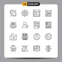 Group of 16 Outlines Signs and Symbols for big sale sketch design logo website Editable Vector Design Elements