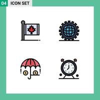 4 Creative Icons Modern Signs and Symbols of flag programing leaf design insurance Editable Vector Design Elements