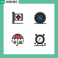 4 Creative Icons Modern Signs and Symbols of flag programing leaf design insurance Editable Vector Design Elements