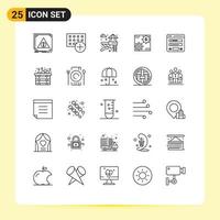 Modern Set of 25 Lines Pictograph of making earnings gadget capital garden Editable Vector Design Elements