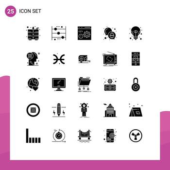 usuario interfaz paquete de 25 básico sólido glifos de grande idea Pascua de Resurrección navegador color programación editable vector diseño elementos