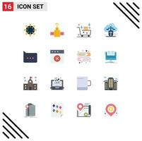 Set of 16 Commercial Flat Colors pack for bubble online email campaign connected mouse Editable Pack of Creative Vector Design Elements