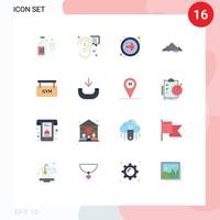 Set of 16 Modern UI Icons Symbols Signs for gym nature message hill mountain Editable Pack of Creative Vector Design Elements