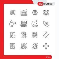 Outline Pack of 16 Universal Symbols of serving web vintage radio speed traffic Editable Vector Design Elements