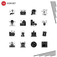Set of 16 Modern UI Icons Symbols Signs for bulb festival loan lamp light Editable Vector Design Elements