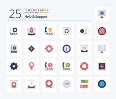 Help And Support 25 Flat Color icon pack including document. communication. communication. support. chat alert vector