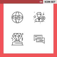 4 Universal Line Signs Symbols of world business globe office membership Editable Vector Design Elements