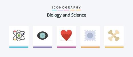 biología plano 5 5 icono paquete incluso . laboratorio. cardiograma. huesos. LSD. creativo íconos diseño vector