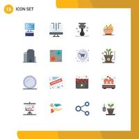 Pack of 16 Modern Flat Colors Signs and Symbols for Web Print Media such as building natural search medicine tools Editable Pack of Creative Vector Design Elements