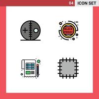 Pack of 4 creative Filledline Flat Colors of costume accounting puncture friday payment Editable Vector Design Elements