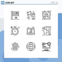 9 Thematic Vector Outlines and Editable Symbols of computer direction tool compass property Editable Vector Design Elements