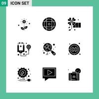 Set of 9 Modern UI Icons Symbols Signs for judge auction flower search stethoscope Editable Vector Design Elements