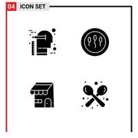 Group of 4 Solid Glyphs Signs and Symbols for creative building scale human online Editable Vector Design Elements