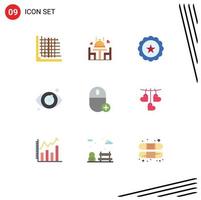 Modern Set of 9 Flat Colors Pictograph of computers eye test plate eye usa Editable Vector Design Elements