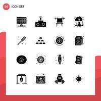 Modern Set of 16 Solid Glyphs and symbols such as plumber online balance learning machine Editable Vector Design Elements