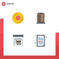 4 Thematic Vector Flat Icons and Editable Symbols of cd doc home ecommerce doc file Editable Vector Design Elements