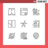 Set of 9 Modern UI Icons Symbols Signs for lykke image coffee frame glass Editable Vector Design Elements