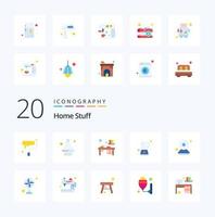 20 Home Stuff Flat Color icon Pack like camera desk mixer blender vector