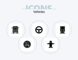Vehicles Glyph Icon Pack 5 Icon Design. train. rail. vehicles. car. steering vector
