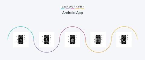 Android App Glyph 5 Icon Pack Including . privacy. application. data. device vector