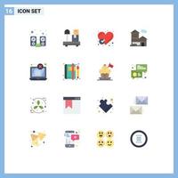 Group of 16 Modern Flat Colors Set for error office checked building bank Editable Pack of Creative Vector Design Elements