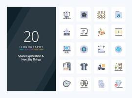 20 Space Exploration And Next Big Things Flat Color icon for presentation vector