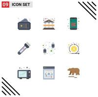 9 Flat Color concept for Websites Mobile and Apps connection hiking mobile wallet camping light Editable Vector Design Elements