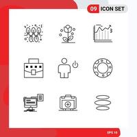 Set of 9 Modern UI Icons Symbols Signs for avatar business spring bag economics Editable Vector Design Elements