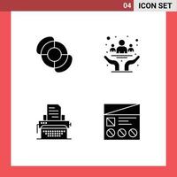 Set of 4 Modern UI Icons Symbols Signs for beach typing awareness day publish Editable Vector Design Elements