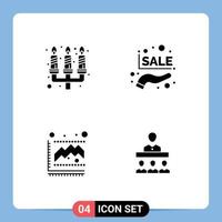 4 Creative Icons Modern Signs and Symbols of candle graph light percentage statistics Editable Vector Design Elements