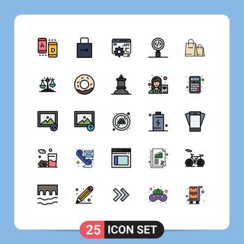 universal icono símbolos grupo de 25 moderno lleno línea plano colores de bolso programación seguridad desarrollo código editable vector diseño elementos