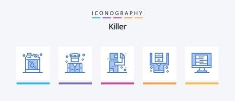 asesino azul 5 5 icono paquete incluso póster. seguridad. asesino. prisionero. detenido. creativo íconos diseño vector