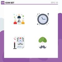 Editable Vector Line Pack of 4 Simple Flat Icons of colleague pencle team time file Editable Vector Design Elements
