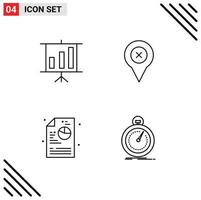 Mobile Interface Line Set of 4 Pictograms of business diagram add map fast Editable Vector Design Elements