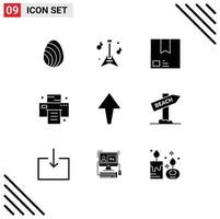 Stock Vector Icon Pack of 9 Line Signs and Symbols for up printer e print shipment Editable Vector Design Elements