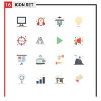 Modern Set of 16 Flat Colors Pictograph of target ui agriculture basic light Editable Pack of Creative Vector Design Elements