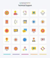 Creative Technical Support 25 Flat icon pack  Such As help. technical. call. globe. laptop vector